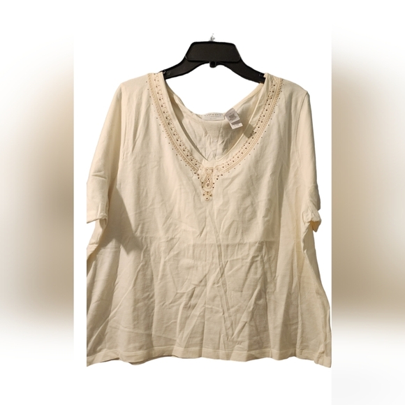 Villager Cream Short Sleeve Blouse/Embroidery - Size 3 - Picture 1 of 5